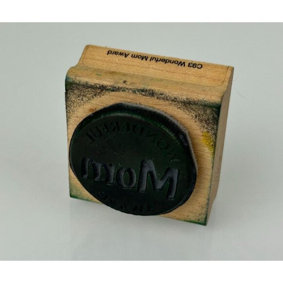 Wonderful Mom Award Rubber Stamp Vintage 90s Fun Stamps C93 Mother's Day Circle - Picture 3 of 7